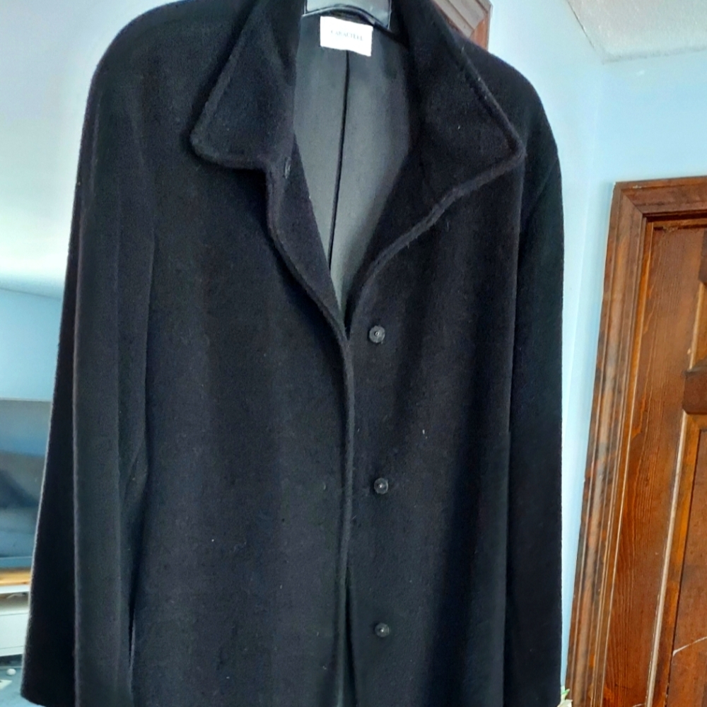 1964 Designer Caractère Black Wool Coat size 14-18